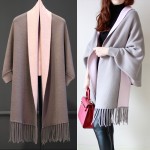 Women Jacket Knitting Coat Double Knitting Cardigan Female Bats Shirt Tassels Cloak Shawl Sweater Coat