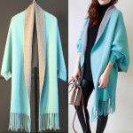 Women Jacket Knitting Coat Double Knitting Cardigan Female Bats Shirt Tassels Cloak Shawl Sweater Coat