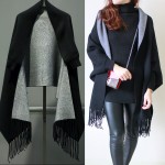 Women Jacket Knitting Coat Double Knitting Cardigan Female Bats Shirt Tassels Cloak Shawl Sweater Coat