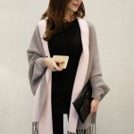 Women Jacket Knitting Coat Double Knitting Cardigan Female Bats Shirt Tassels Cloak Shawl Sweater Coat