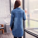 Women Jeans Jacket Short Tops  Spring Autumn Long Sleeve Denim Coat Vintage Ripped For Women Clothing chaquetas mujer C67801