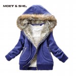 Women Large Fur Hooded Coat Parkas Outwear Winter Thicken Jacket Sweatshirt Women Clothing Brand Style C6N184Y