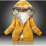 Women Large Fur Hooded Coat Parkas Outwear Winter Thicken Jacket Sweatshirt Women Clothing Brand Style C6N184Y