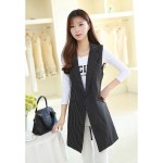 Women Long Vest Coat 2016 Korean Fashion European Elegant Office Suits Casual Sleeveless Jacket Female Waistcoat Colete Feminino