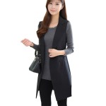 Women Long Vest Coat 2016 Korean Fashion European Elegant Office Suits Casual Sleeveless Jacket Female Waistcoat Colete Feminino