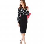 Women Office Dresses 2017 Autumn New Fashion Polka Dot V Neck Long Sleeve Pencil Dress Women Bodycon Dress For Formal Work Wear