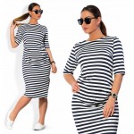 Women Plus Size Shift Dress Fashion Elegant Brief Striped Half Sleeve Summer Casual Loose Party Dress 4XL 5XL 6XL