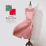 Women Satin dress 100%Natural silk long dress solid mulberry silk classic dress NEW Pink Green Red