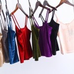 Women Sexy Deep V-neck Spaghetti Strap Velvet Camis Chic Lady Hollow Back Basic Camisole Tops Vest