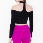 Women Slash Neck Off Shoulder Cotton Halter Choker Neckline long-sleeve Choker classic crop Top