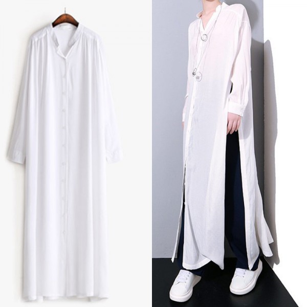 Women Street wear fashion white shirt dress long loose one size all-match long-sleeved shirt dress casual style summer