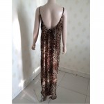 Women Summer Dress Bohemian Style Sexy Dress Strapless Backless Asymmetry Chiffon Leopard Beach Long Dress Casual Dress NC-245