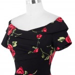 Women Summer Dress Vestidos Sexy Off The Shoulder Rose Print Bodycon Slim Pencil Dress Plus Size Rockabilly 50s Vintage Dresses