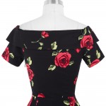 Women Summer Dress Vestidos Sexy Off The Shoulder Rose Print Bodycon Slim Pencil Dress Plus Size Rockabilly 50s Vintage Dresses