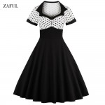 Women Summer Polka Dot Vintage Dress Fashion Party And Daily Sweetheart Neck  Defined Waist Big Swing Dress Tunic Dress Vestidos