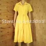Women Summer Sexy Dress Yellow Cotton Ukraine Vestidos with Button Short Sleeve Split Bottom Casual Vintage Boho Long Dresses