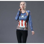 Women T-shirt Bodys Armour Marvel costume superman/batman T Shirt Long Sleeve Girl Fitness Tights Compression tshirts