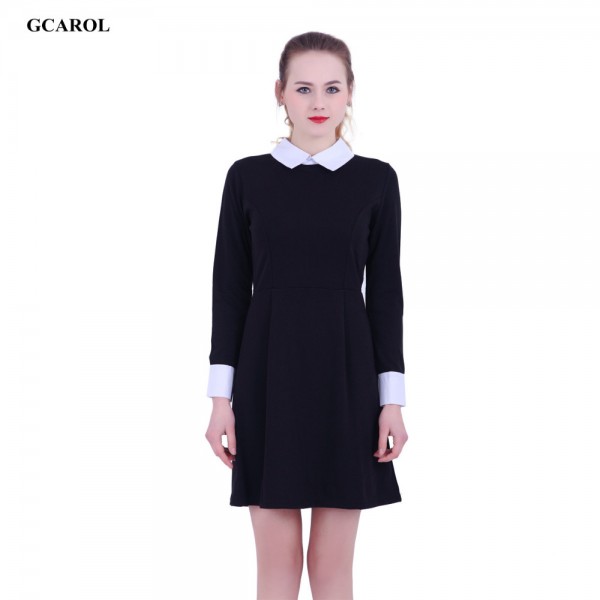 Women Victoria Beckham Dresses Preppy Style Elegant Peter Pan Collar Ladies' Vintage Streetwear Plus Size XL Dress For 4 Season