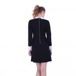 Women Victoria Beckham Dresses Preppy Style Elegant Peter Pan Collar Ladies' Vintage Streetwear Plus Size XL Dress For 4 Season