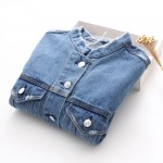 Women Vintage Ripped Stand Short Denim Jackets Top ind fray Jacket Outerwear