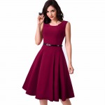 Women Vintage Tank Sleeveless Classic Plaid Swing A-line Dark Blue Dresses Elegant Casual Summer Holiday Dress A011