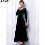 Women Wine Redding Fits Flared Dresses Velvet Warm Dress XXL 3XL Dresses Plus size Winter Ankle Length Maxi Casual Tunics Robes