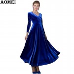 Women Wine Redding Fits Flared Dresses Velvet Warm Dress XXL 3XL Dresses Plus size Winter Ankle Length Maxi Casual Tunics Robes