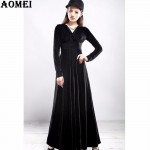 Women Wine Redding Fits Flared Dresses Velvet Warm Dress XXL 3XL Dresses Plus size Winter Ankle Length Maxi Casual Tunics Robes