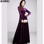 Women Wine Redding Fits Flared Dresses Velvet Warm Dress XXL 3XL Dresses Plus size Winter Ankle Length Maxi Casual Tunics Robes