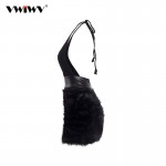 Women Winter Dress 2018 Ladies Sexy Deep V Neck Bodycon Faux Fur Trim Backless Mini Black Elegant Dress For Club Women