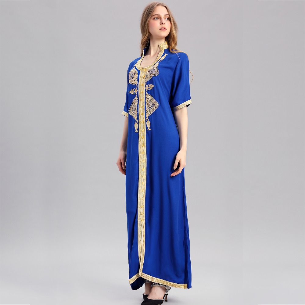 Women Islamic Clothing Maxi Long Sleeve Long Dress Moroccan Kaftan