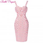 Women sexy Pencil Polka Dot Dresses Summer 2017 Sheath 50s Vintage Ladies club Plus Size Clothing Vestidos Bodycon office Dress