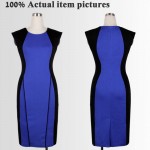 Women summer Dress Vintage Patchwork Sleeveless Rockabilly Bodycon Stretch Shift Wiggle Pencil Knee-Length work Dress 721