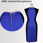 Women summer Dress Vintage Patchwork Sleeveless Rockabilly Bodycon Stretch Shift Wiggle Pencil Knee-Length work Dress 721