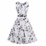 Women summer Retro vintage Rockabilly Dress Pin Up 4XL feminine Vestidos 50s Party Robe White Cotton Floral printed  dress