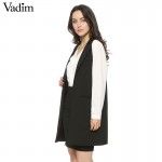 Women white black long vest coat Europen style waistcoat sleeveless jacket back split outwear casual top Roupa Female MJ62