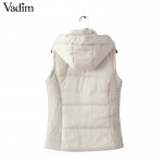 Women winter hooded thick warm waistcoat padded vest sleeveless zipper pockets ladies outwear casual brand coats MJ97