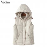 Women winter hooded thick warm waistcoat padded vest sleeveless zipper pockets ladies outwear casual brand coats MJ97