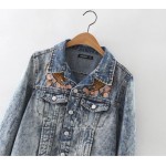 Women's Jacket Fashion Denim Jeans Jacket Embroidery Bomber Jacket Women Camperas Mujer Abrigo Coat Women