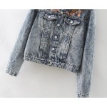 Women's Jacket Fashion Denim Jeans Jacket Embroidery Bomber Jacket Women Camperas Mujer Abrigo Coat Women