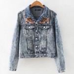 Women's Jacket Fashion Denim Jeans Jacket Embroidery Bomber Jacket Women Camperas Mujer Abrigo Coat Women