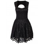 Womens Dresses 2017 Summer Vintage Sleeveless All Black Lace Party Skater Swing Dance Dresses Summer robe femme LC21878