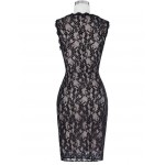 Womens Dresses Retro Vintage Women Sleeveless Square Neck Club Pub Dress Pencil Dress Club Sexy Black Lace Pencil Dresses