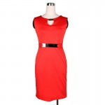 Womens Elegant Vintage Floral Flower Print Metal Buckle Small V-neck Pinup Casual Party Casual Work Pencil Sheath Dress