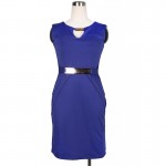 Womens Elegant Vintage Floral Flower Print Metal Buckle Small V-neck Pinup Casual Party Casual Work Pencil Sheath Dress