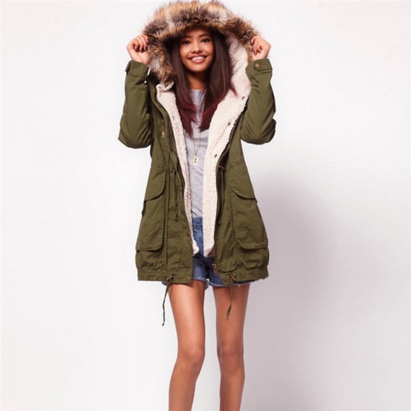 WomensDate 2016 Winter Women Parka Casual Outwear Military Hooded Coat Winter Jacket Women Fur Coats Woman Clothes Manteau Femme