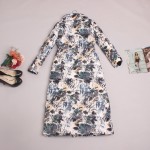 X-Long Down 2016 New Fashion Autumn and Winter New Wide-Waisted Long Sleeve Covered Button Floral Print Warm Luxury Thick Down