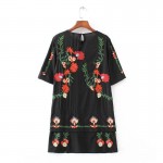 X805 breetrendy summer fashion women vintage floral embroidery dress ladies elegant match all short sleeve dresses vestidos