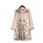 X808 autumn fashion women floral embroidery o neck organza dress ladies elegant sweet dresses vestidos 