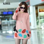 XJXKS New 2017 autumn and winter dress one-piece plus size loose knitted sweater dresses big size elegant casual dress